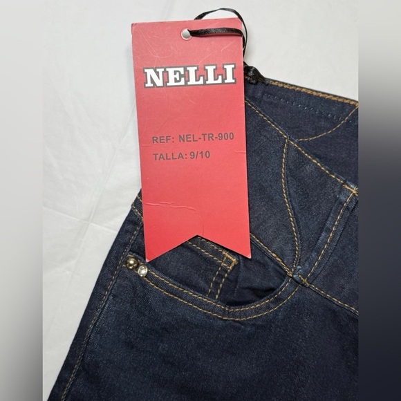 NWT Nelli Denim Jeans 9/10 Tall Skinny Bling Sparkly Dark Wash Pants 30x32 - Picture 5 of 10